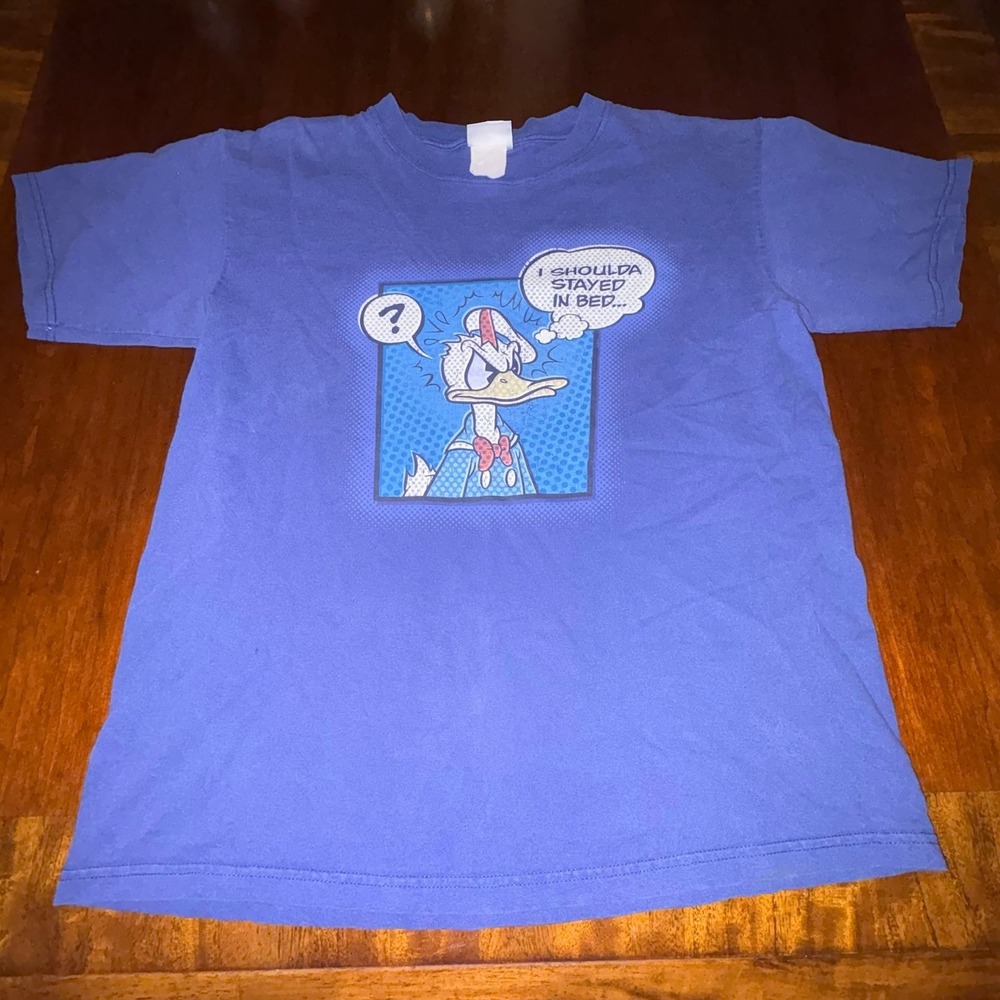Disney Store Donald Duck Graphic T Shirt Blue Cartoon Tee